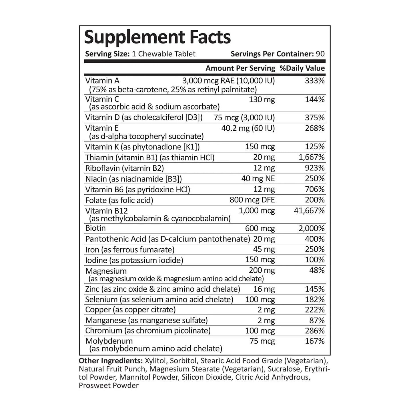 Bariatric Multi-Vitamin w/ Iron 45mg Chewable Tablet
